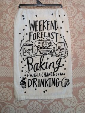 Baking Kitchen Tea Towel - Black on White